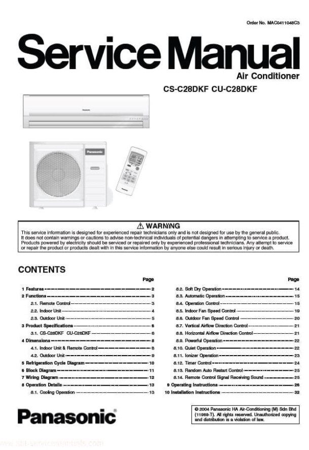 CS-C28DKF, CU-C28DKF